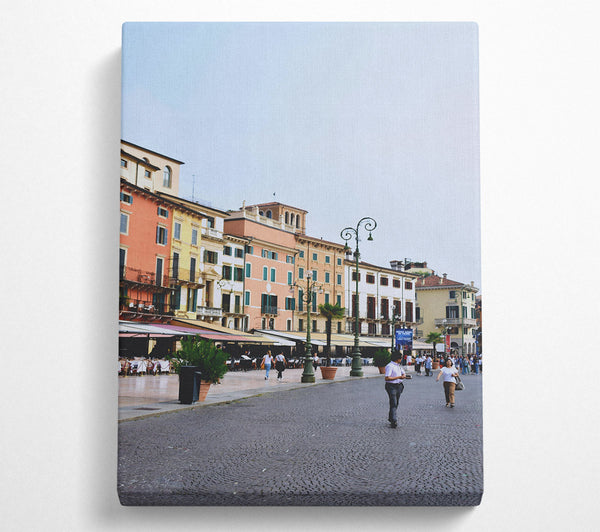  A Canvas Print of Peach Italian Street Scene Canvas Art