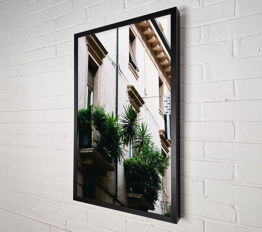 A Canvas Print of White Balcony Greenery Canvas Print