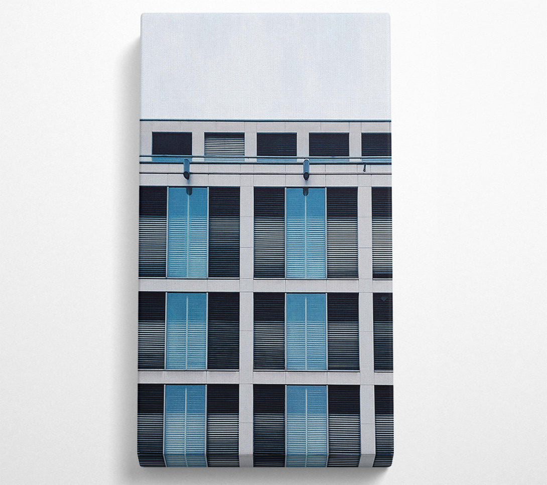  A Canvas Print of Blue Blinds On White Walls Canvas Print