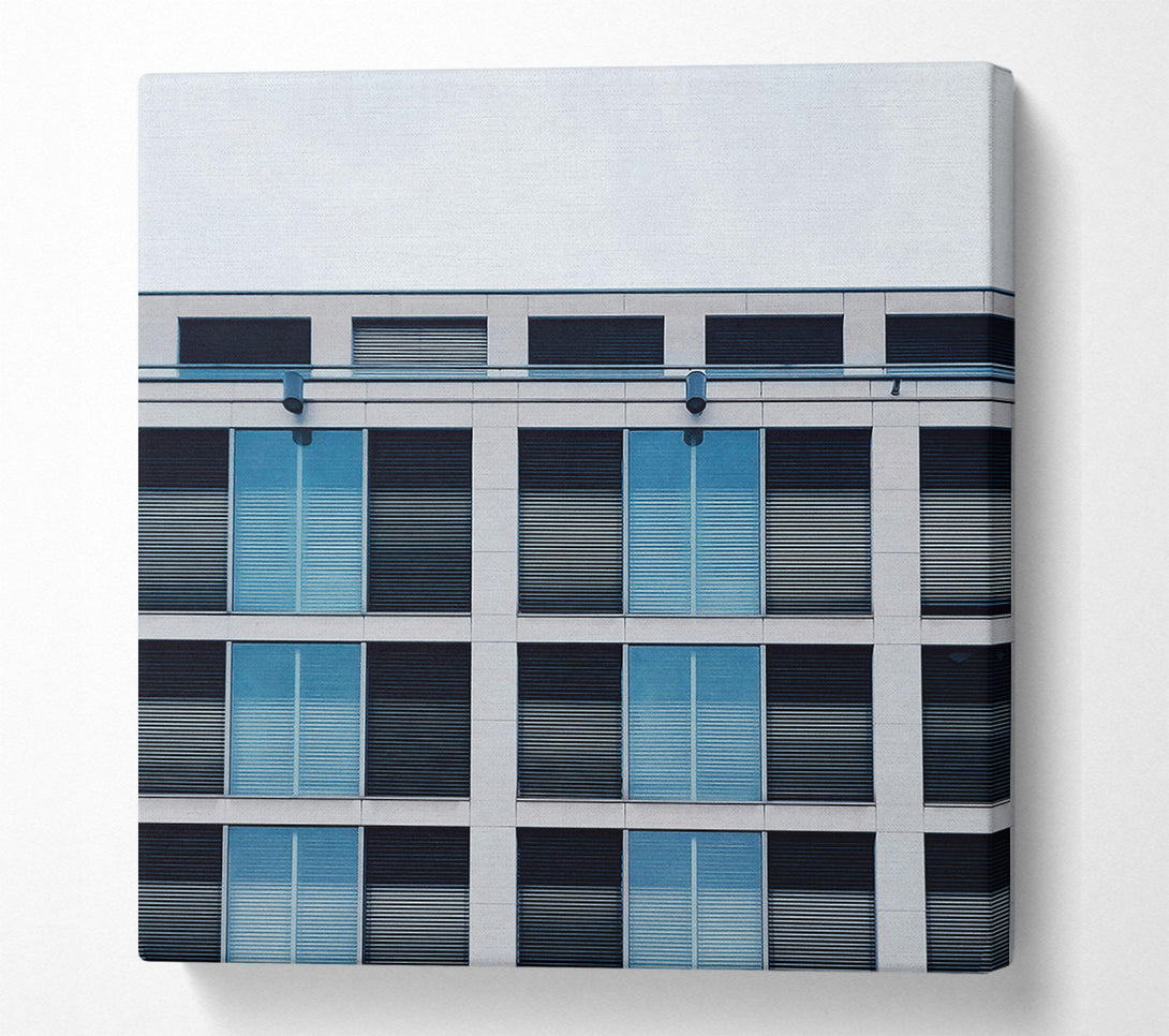  A Canvas Print of Blue Blinds On White Walls Canvas Print