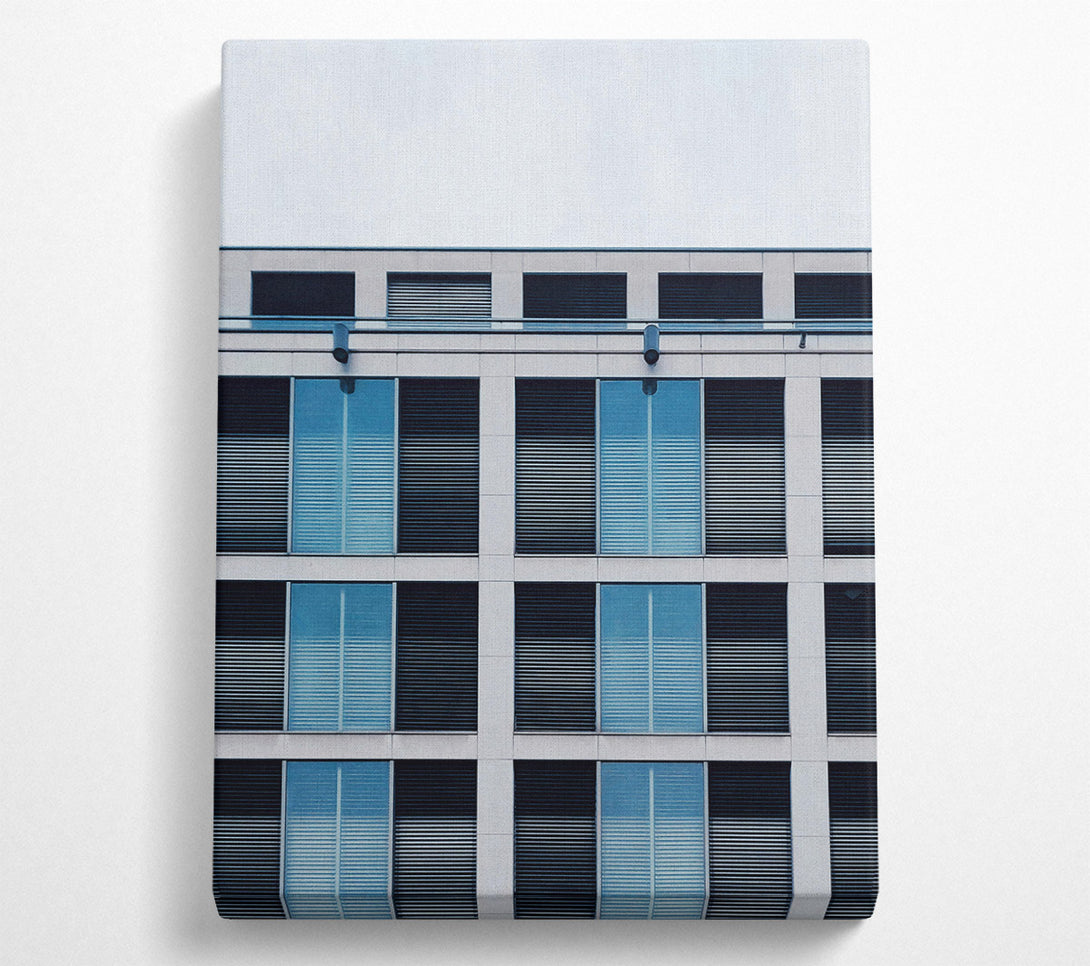  A Canvas Print of Blue Blinds On White Walls Canvas Print