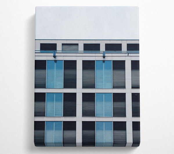  A Canvas Print of Blue Blinds On White Walls Canvas Print