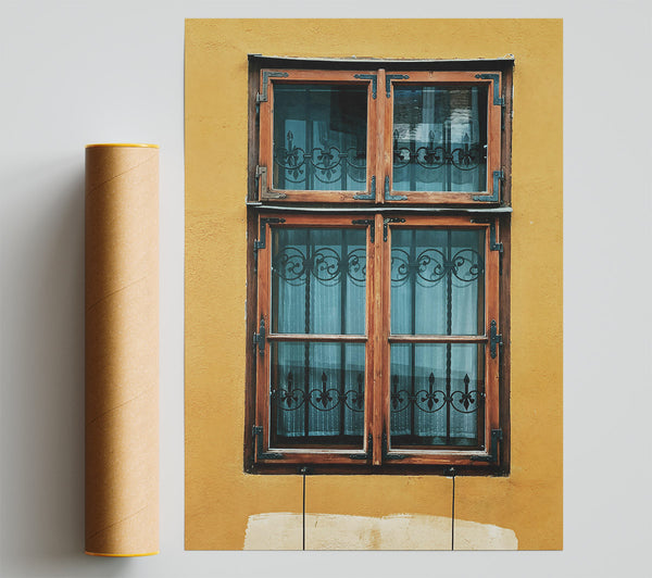 Golden Windowpane View Giclee Print