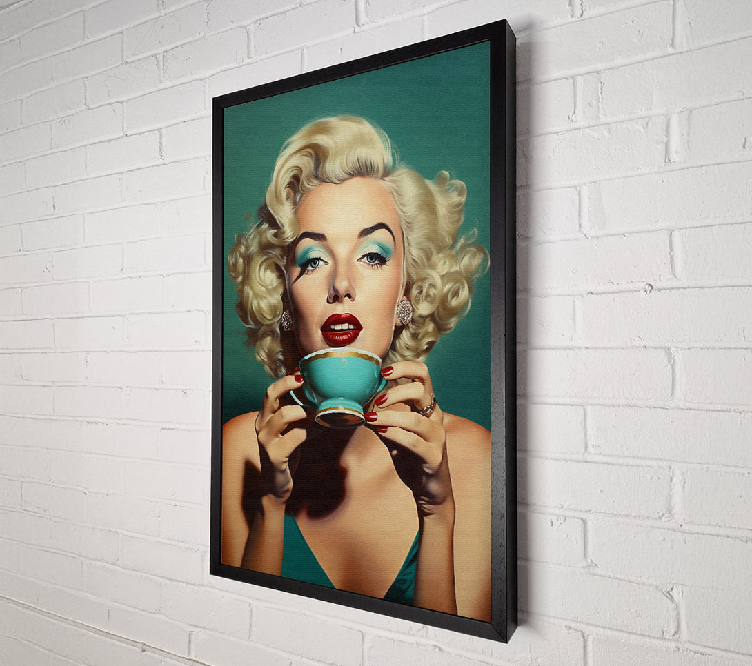  A Canvas Print of Marilyn Tea Sip Canvas Print