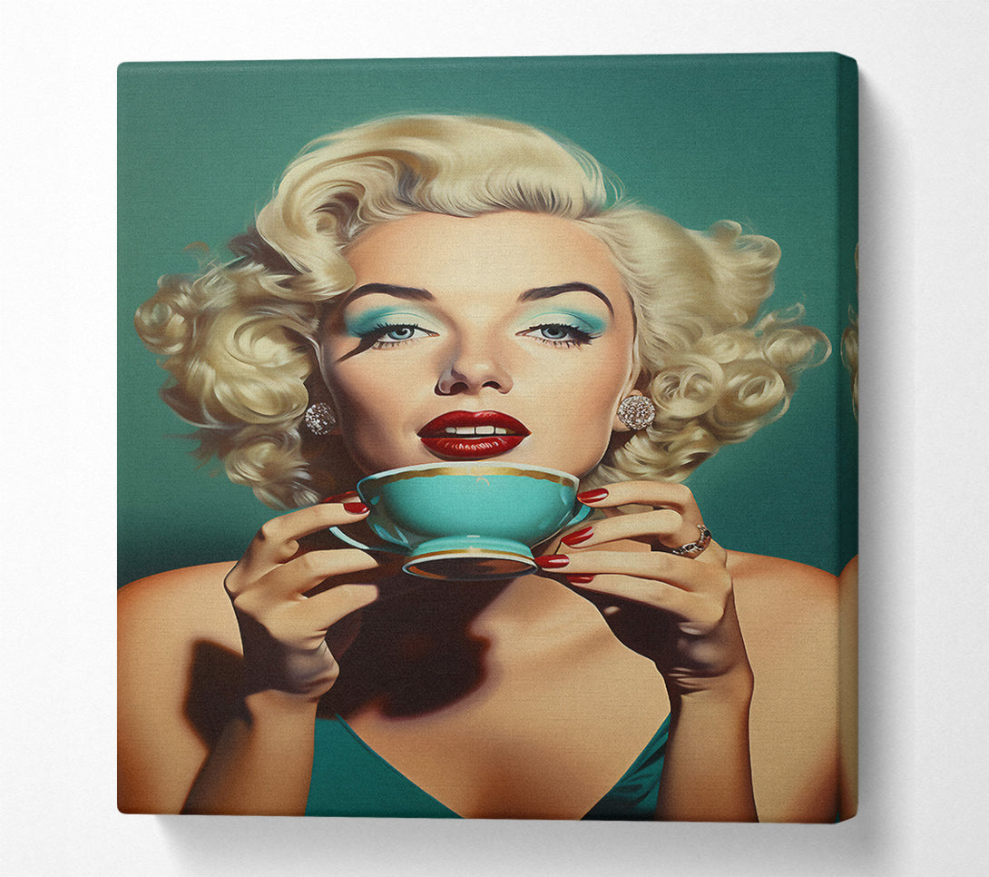  A Canvas Print of Marilyn Tea Sip Canvas Print