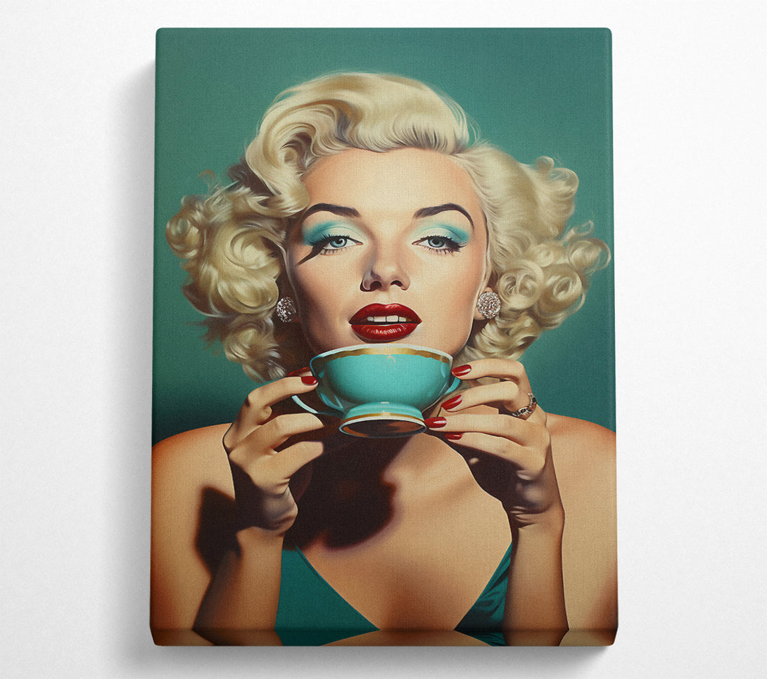 A Canvas Print of Marilyn Tea Sip Canvas Print