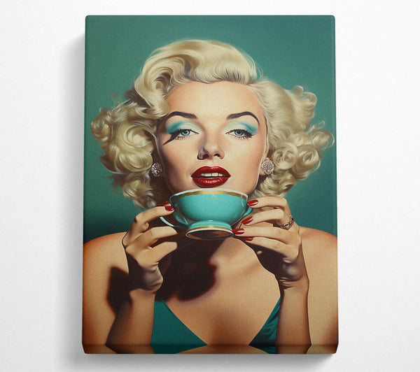  A Canvas Print of Marilyn Tea Sip Canvas Print