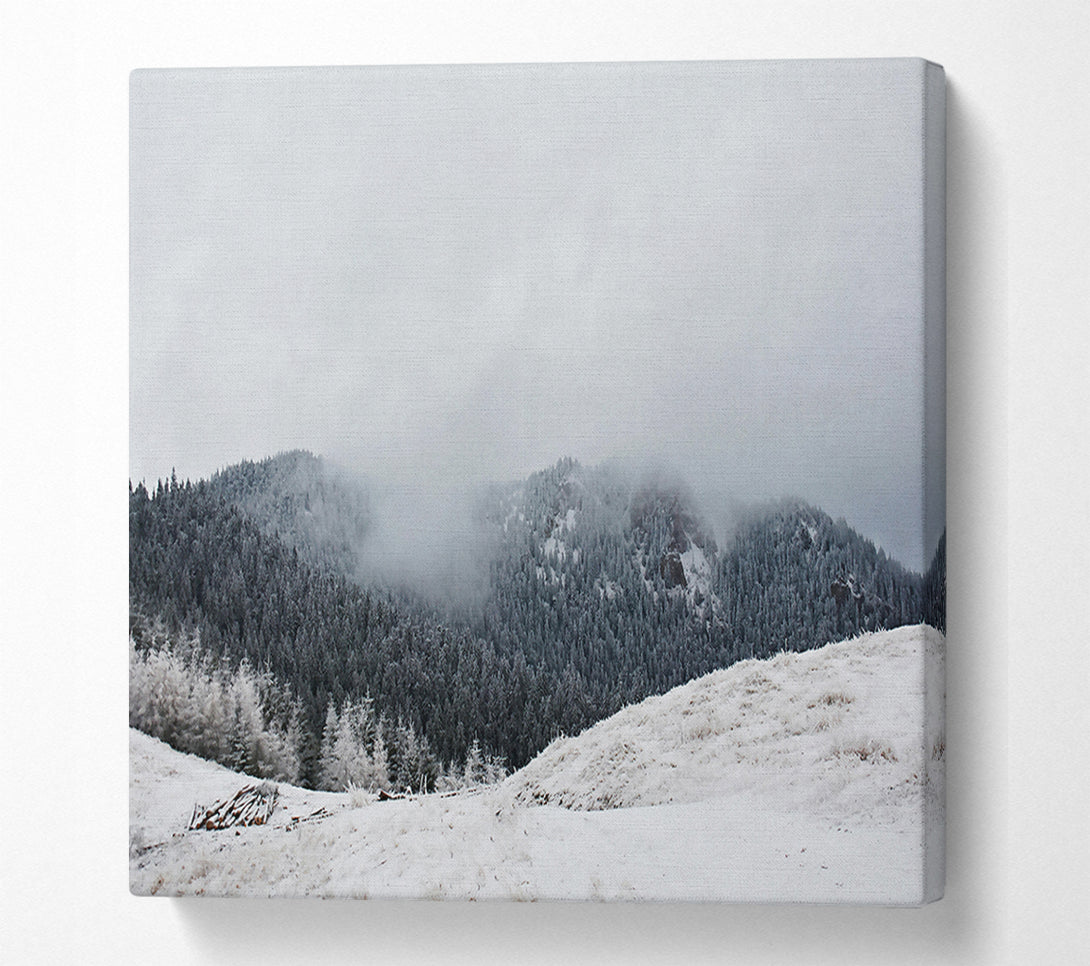  A Canvas Print of White Foggy Mountains Canvas Wall Art
