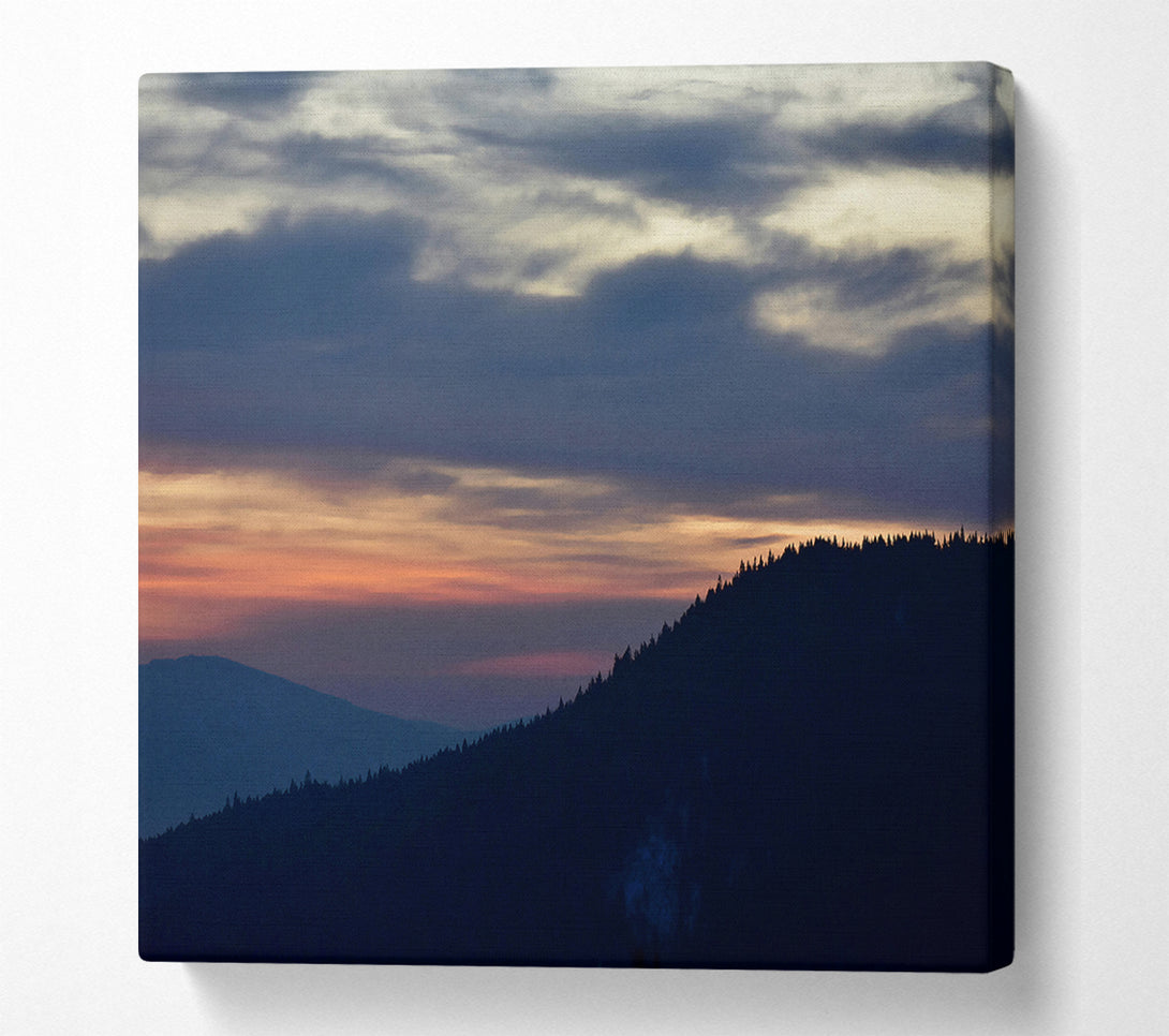  A Canvas Print of Crimson Mountain Silhouette Canvas Print