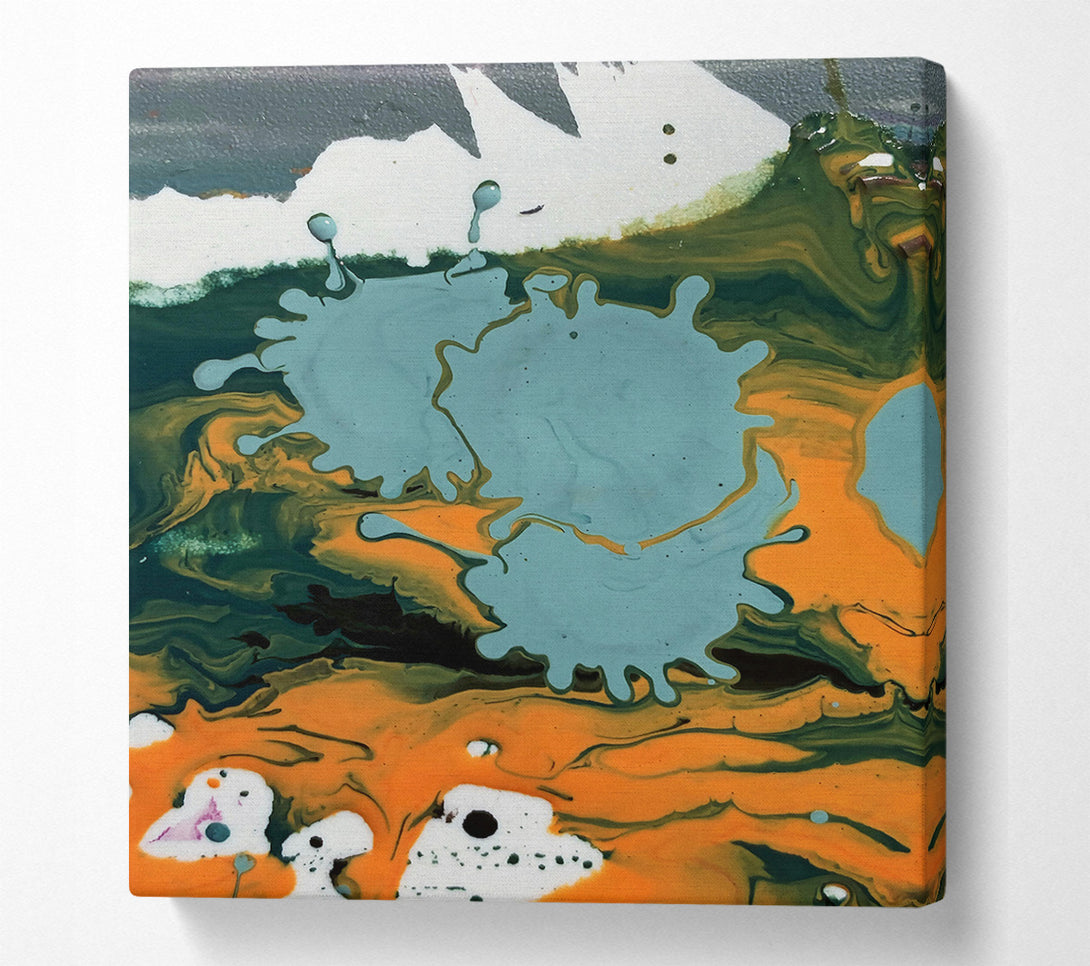  A Canvas Print of Teal Swirls And Blooms Canvas Art