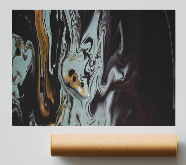 Azure Swirls Of Ink Poster