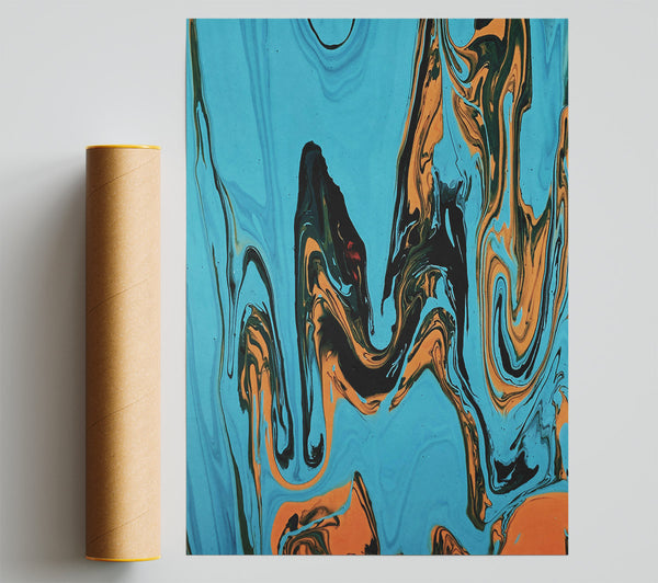 Azure Swirling Hues Print