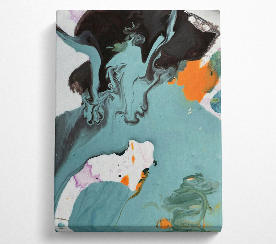  A Canvas Print of Teal Swirling Abstract Canvas Wall Art