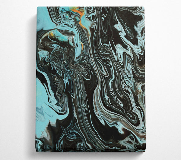  A Canvas Print of Azure Swirls Of Black Canvas Art