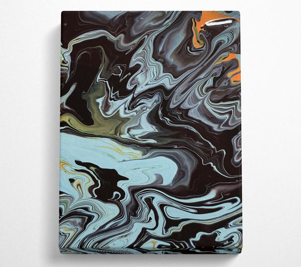  A Canvas Print of Black And Teal Swirls Canvas Print