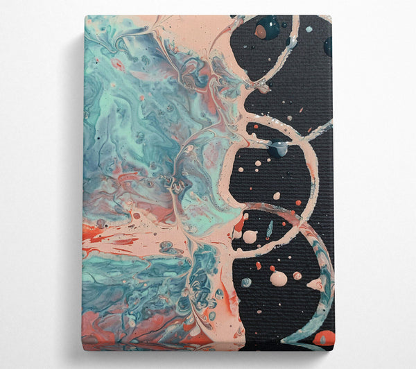  A Canvas Print of Peach And Teal Swirls Canvas Print