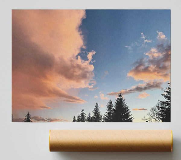 Peachy Sky Silhouettes Print