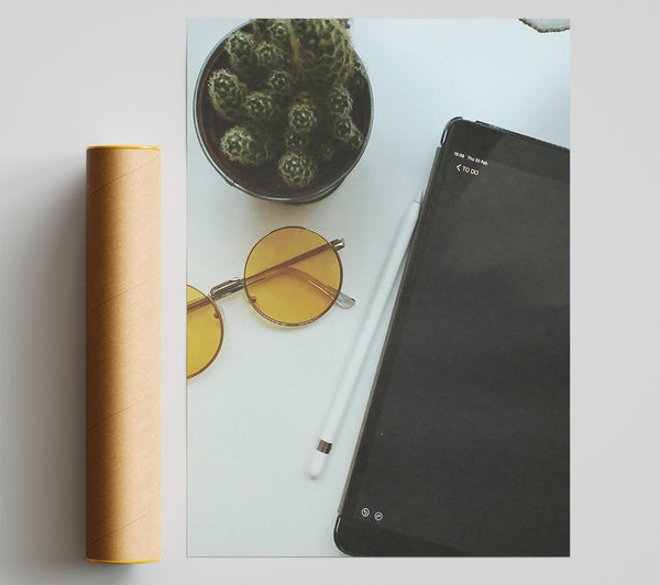 Yellow Minimalist Desk Print