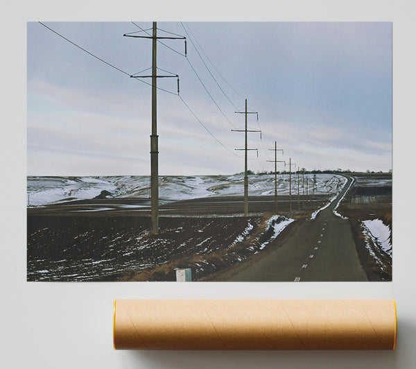 Gray Winter Road Poster