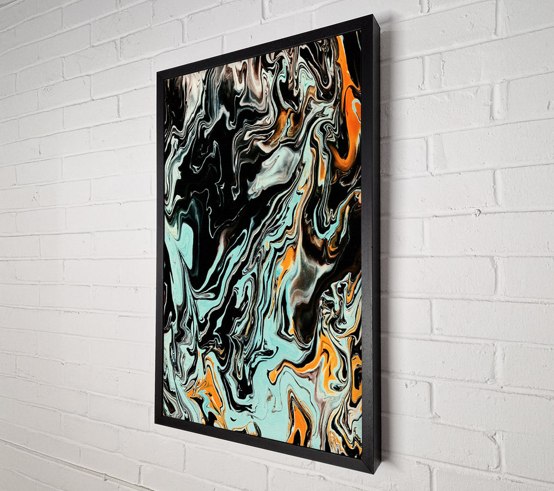  A Canvas Print of Aqua Black Swirls Canvas Print