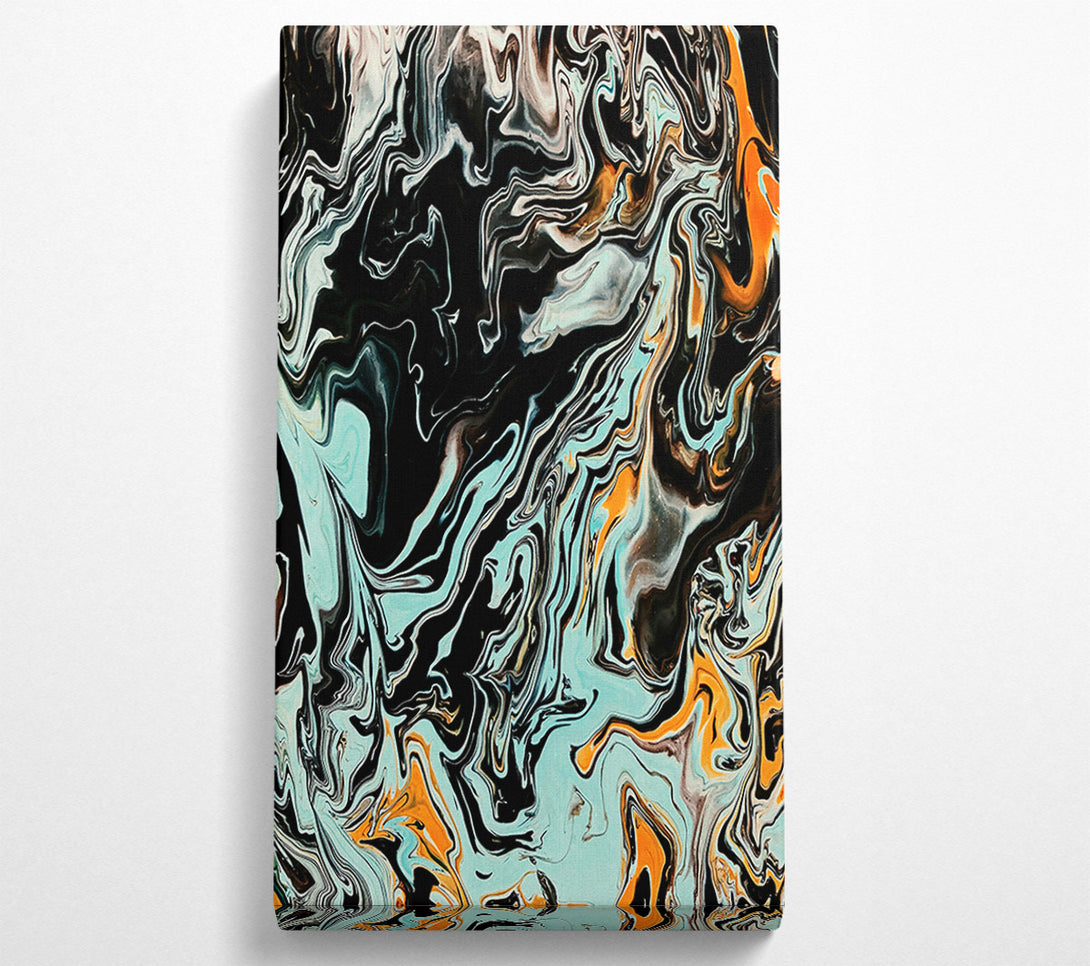  A Canvas Print of Aqua Black Swirls Canvas Print
