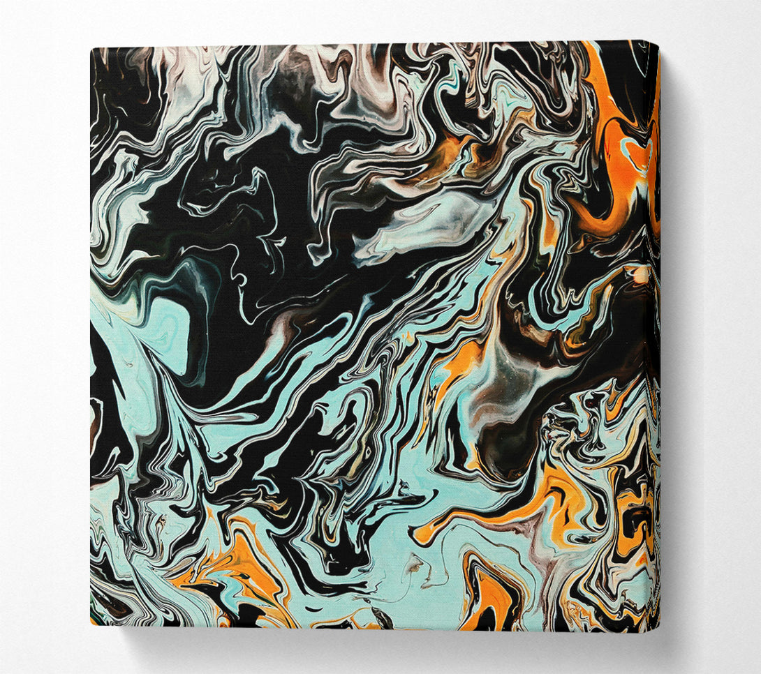  A Canvas Print of Aqua Black Swirls Canvas Print