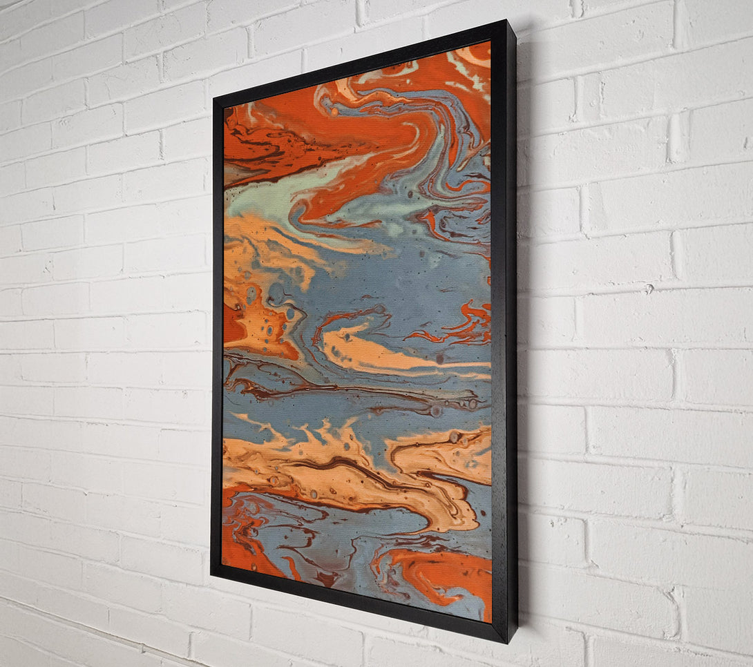  A Canvas Print of Azure Orange Swirls Canvas Wall Art