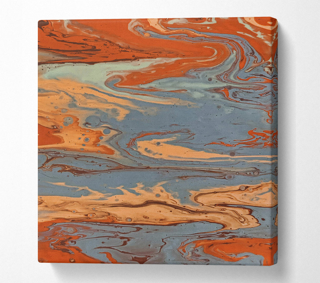 A Canvas Print of Azure Orange Swirls Canvas Wall Art