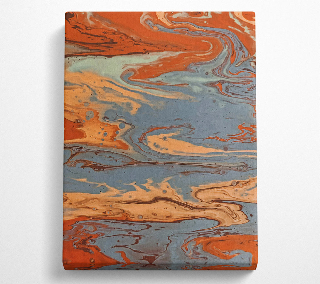  A Canvas Print of Azure Orange Swirls Canvas Wall Art