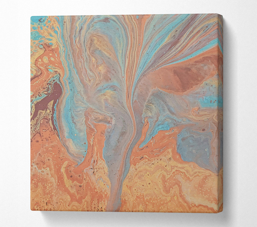  A Canvas Print of Peachy Aqua Swirl Canvas Wall Art
