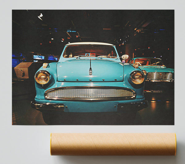 Turquoise Classic Car Poster