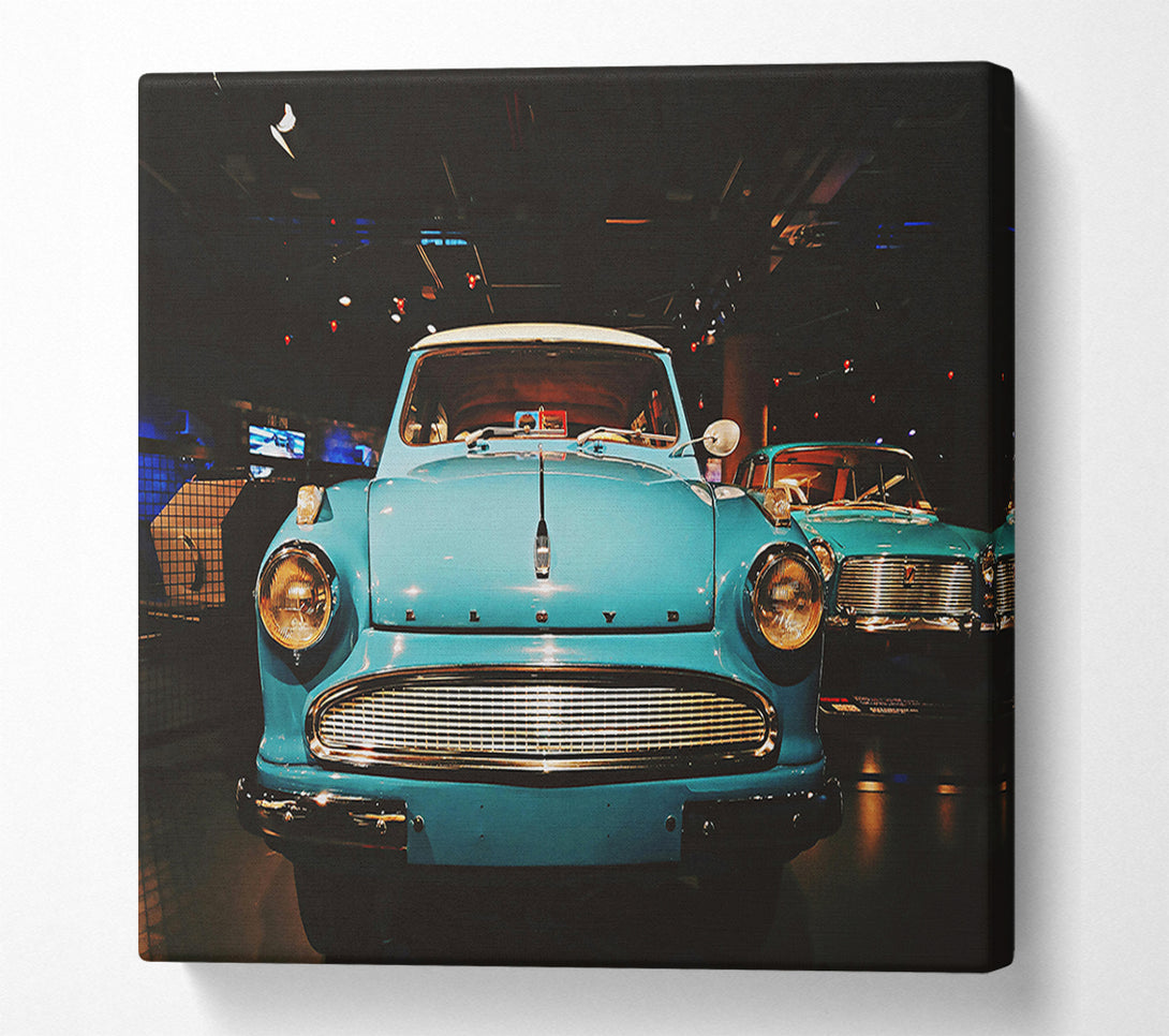  A Canvas Print of Turquoise Classic Car Canvas Print