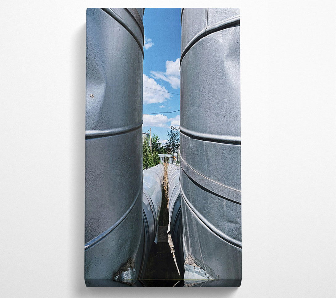  A Canvas Print of Steel Pipes Under Sky Canvas Print