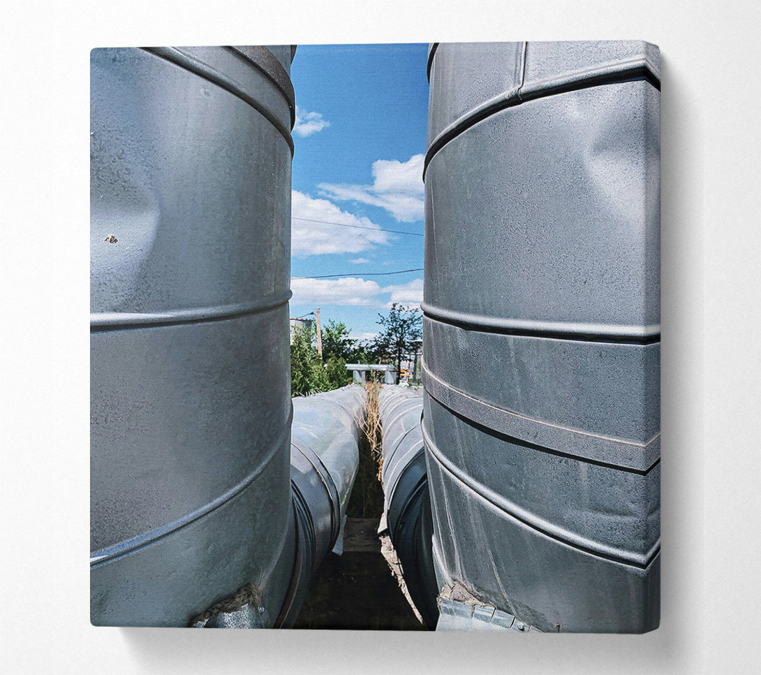  A Canvas Print of Steel Pipes Under Sky Canvas Print