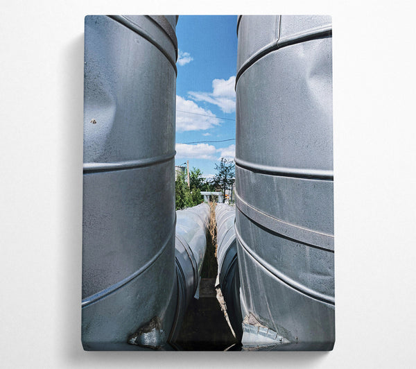  A Canvas Print of Steel Pipes Under Sky Canvas Print