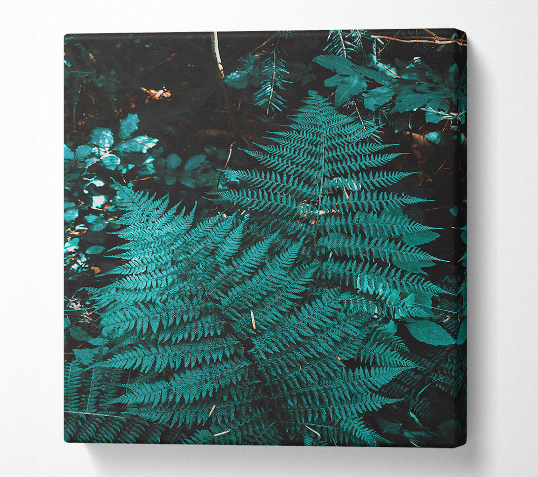  A Canvas Print of Teal Forest Ferns Canvas Wall Art