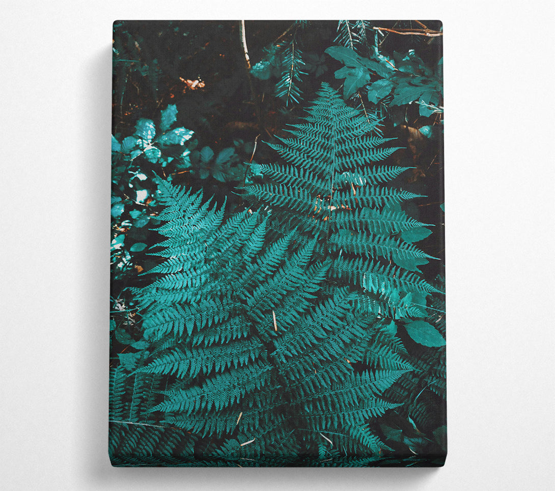  A Canvas Print of Teal Forest Ferns Canvas Wall Art