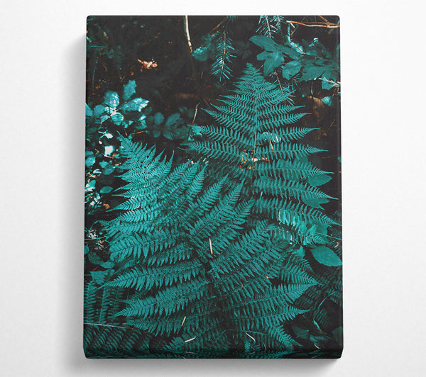  A Canvas Print of Teal Forest Ferns Canvas Wall Art