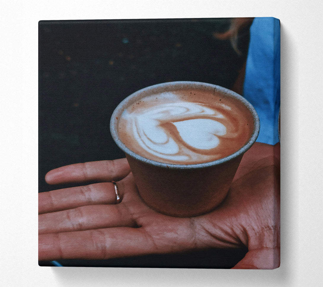  A Canvas Print of Brown Coffee Heart Canvas Art