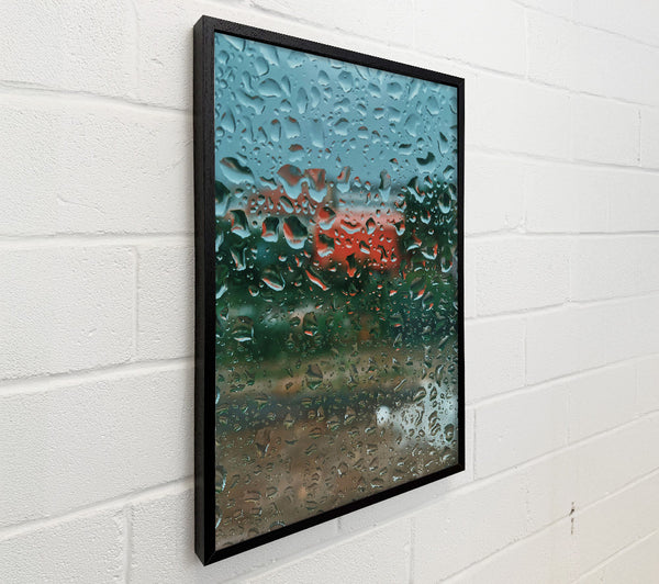 Red Raindrops On Glass