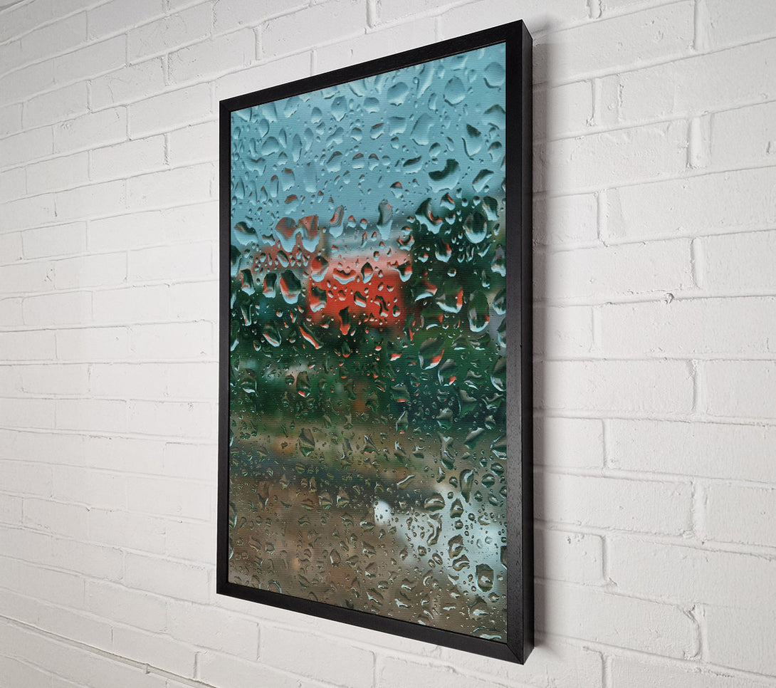  A Canvas Print of Red Raindrops On Glass Canvas Art