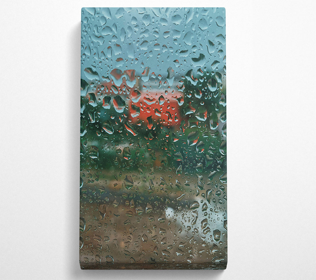  A Canvas Print of Red Raindrops On Glass Canvas Art