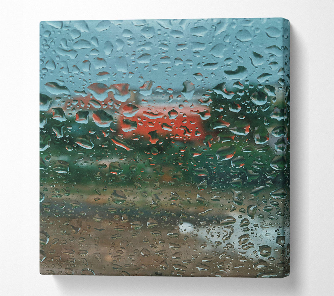  A Canvas Print of Red Raindrops On Glass Canvas Art