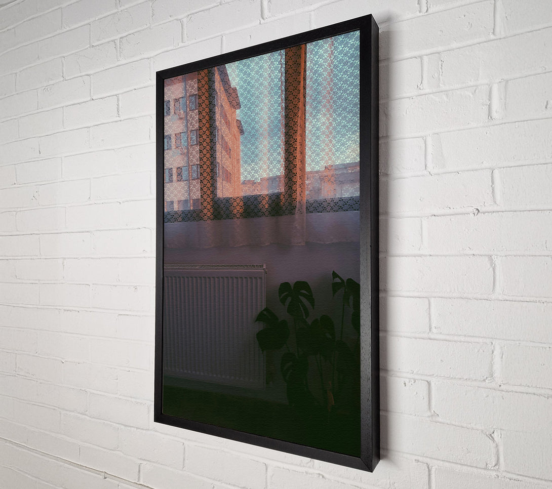  A Canvas Print of Pale Orange Windowpane Canvas Print