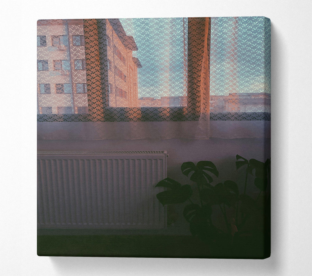  A Canvas Print of Pale Orange Windowpane Canvas Print