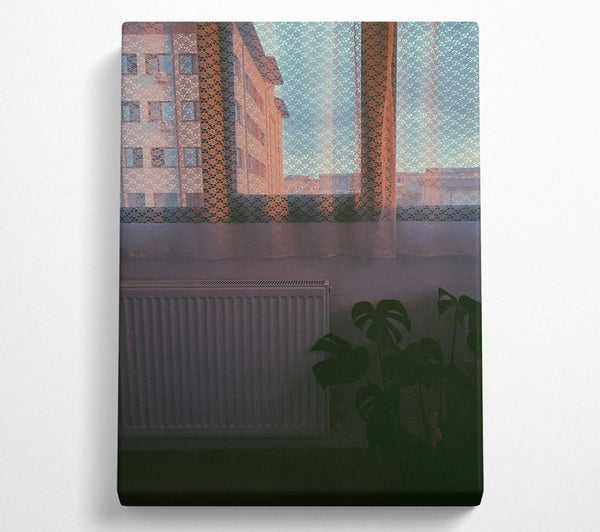  A Canvas Print of Pale Orange Windowpane Canvas Print