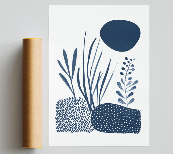 Modern Shapes In Blue Print