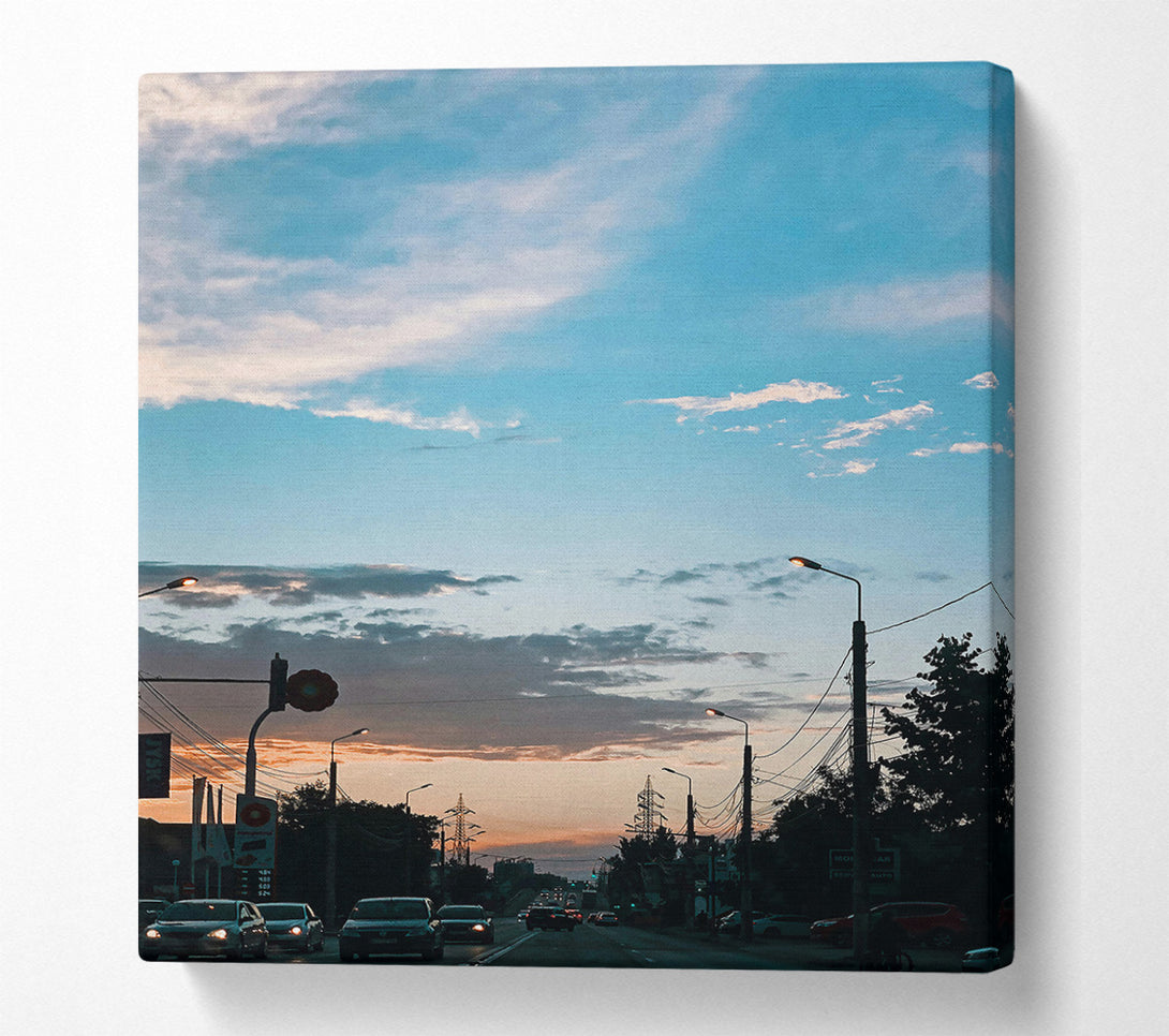  A Canvas Print of Blue Sky Evening Drive Canvas Wall Art