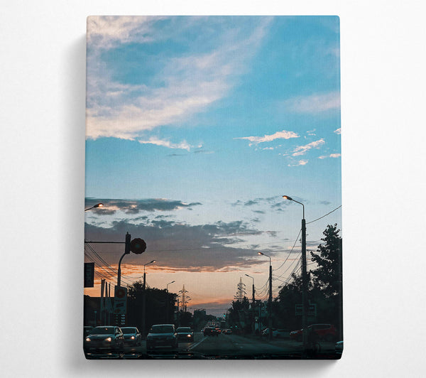  A Canvas Print of Blue Sky Evening Drive Canvas Wall Art