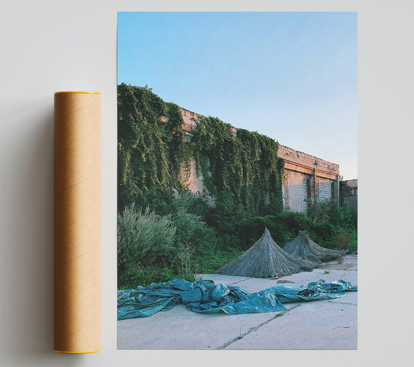 Blue Tarp And Vines Poster